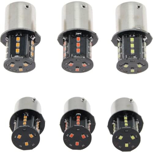10PCS DC 12volt 10pcs P21W 1156 BA15S P21/5W 1157 BAY15D 2016 18 SMD Led Bulb Car White Amber Red led Bulbs Heteropolarity