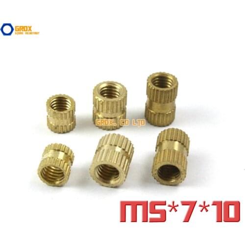 100 Pieces M5 x 7 x 10mm (ID*OD*Length) Brass Knurl Nut Insert Round Nut Thumb Nut