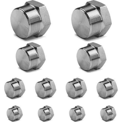 12Pcs 304 Stainless Steel 1/8 1/4 3/8 1/2 Inch NPT Male Outer Hex Thread Socket Pipe Plug Fitting Hexagon Oil Plug