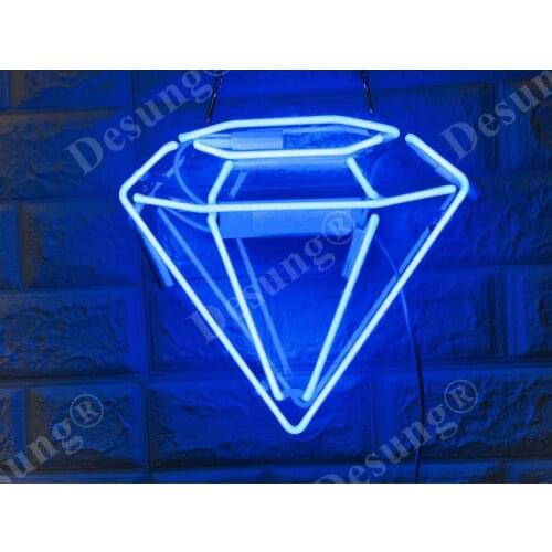 14“ Diamond Brilliant Jewel Acrylic Custom Neon Light Lamp Sign Beer Bar Real Glass Decorate Home Wall Room Windows Tube Artwork
