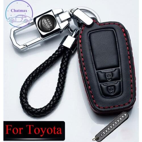Genuine Leather Key Cover For Toyota Camry Corolla Levin RAV4 Highlander Crown Car Key Bag Black Pink Holder Man Women