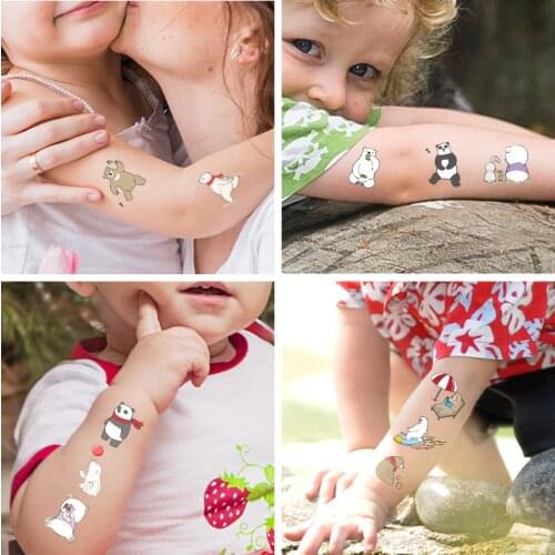 Litter Bear Kid Tattoo Sticker Cute Body Arm Art For Children Boy Girls Fake tatoos White Bear Baby Temporary Tattoos Waterproof
