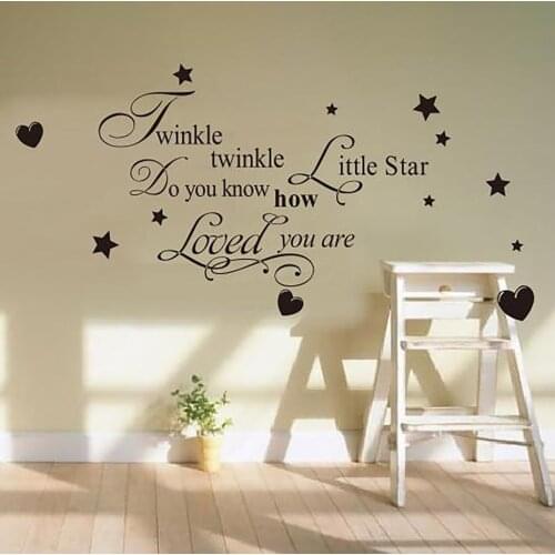 Home Bedroom Decoration For English Letter Star Heart Wall Stickers -Twinkle Twinkle Little Star Do You Know How Loved You Are