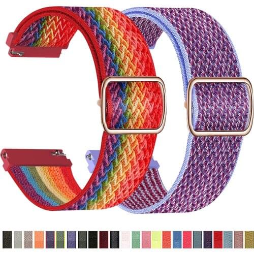 20mm 22mm band For Samsung Galaxy Watch Active 2/3 45mm/46mm/42mm Gear S3 Elastic Nylon Loop Bracelet Huawei GT 2 2e pro strap