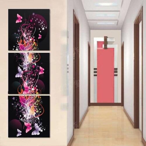 Ccanvas Painting Printed Painting modern home decorative Butterfly painting on canvas 3 Panel Wall art With Framed W0240