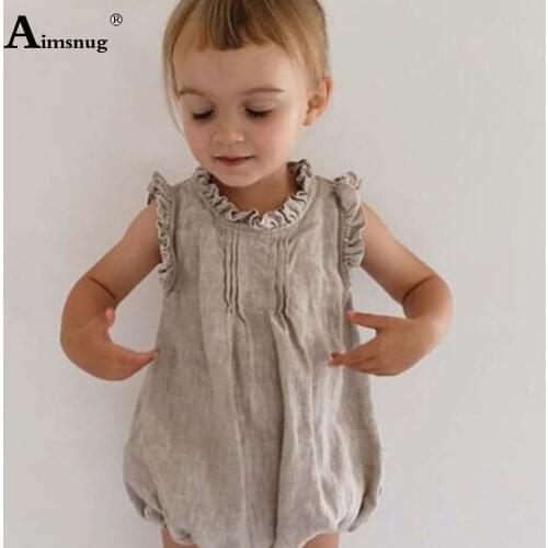 Baby Girls Princess Rompers Solid Toddler Girl Bodysuits Casual Ruffled Tops Kids Clothing 2021 Summer Cute Sleeveless Bodysuit