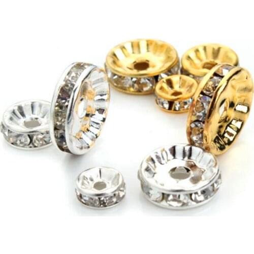 100PCS circle Inlaid Rhinestone separate beads for making bracelet necklace DIY Jewelry Accessories