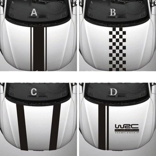 Fashion WRC Stripe Car Covers Vinyl Racing Sports Decal Head Car Sticker Wrap Vinyl Stickers for Car Head Decoration Accessories