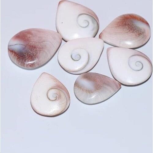 MOKAGY White Conch Slice Stone Natural Crystal Oval Shape for Healing