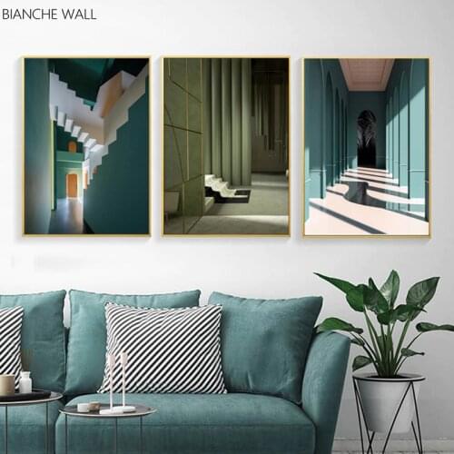 Building Optical Illusion Abstraction Wall Poster Modern Canvas Print Painting Contemporary Art Decorative Picture Home Room Dec