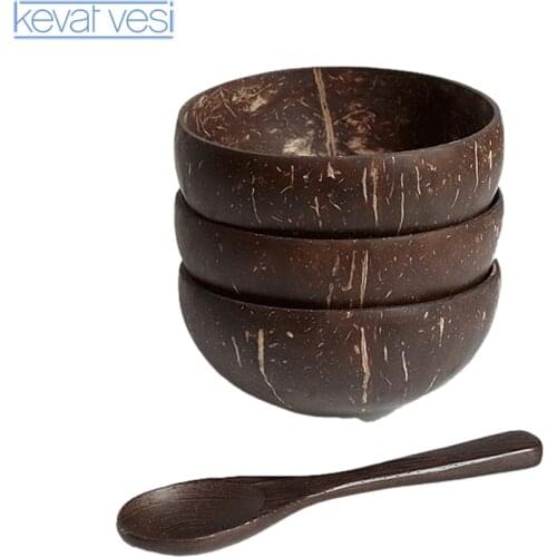 Natural Coconut Bowl Fruit Salad Noodle Rice Bowl Handicraft Decoration Creative Coconut Shell Bowl Kitchen Tool Environmental