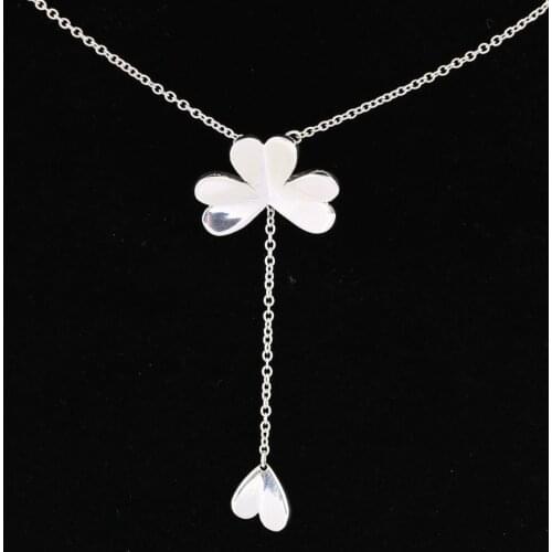 Original Lucky Four-leaf Clover With Adjust Sliding Necklace For 925 Sterling Silver Necklace Women Wedding Diy Fine Jewelry