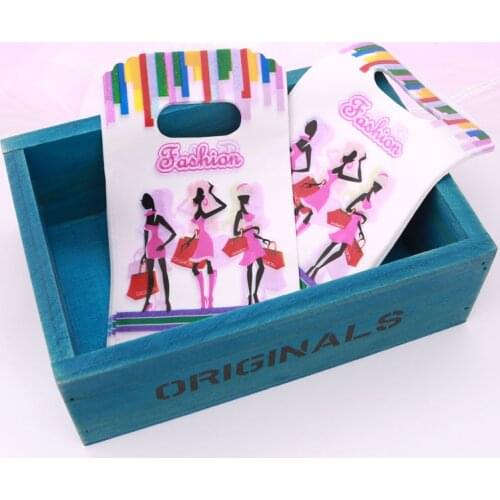 Hot Fashion Shopping Girls Pattern Plastic Bags 9x15cm 100pcs/lot For Handmade DIY Earrings Hair Hoop Accessories Gift Pouches