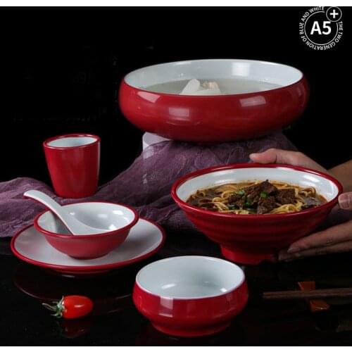Melamine Nordic Style Tableware Plastic Restaurant Soup Bowl Anti Drop Imitation Porcelain Noodle Bowl