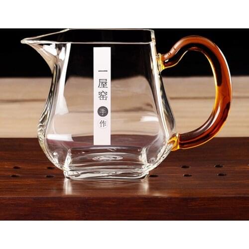 270ml Fair Cup Transparent Glass Cup Coffee Mug Chinese Kung Fu Teaware Accessories Drinkware Chahai Flower Tea Mugs Crafts Gift