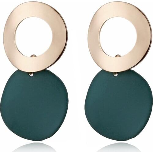 Oorbellen Real Brincos The New 2021 Contracted Geometric Bump Wafer Double Circle Stud Earrings Acrylic Acid Plank And Collars