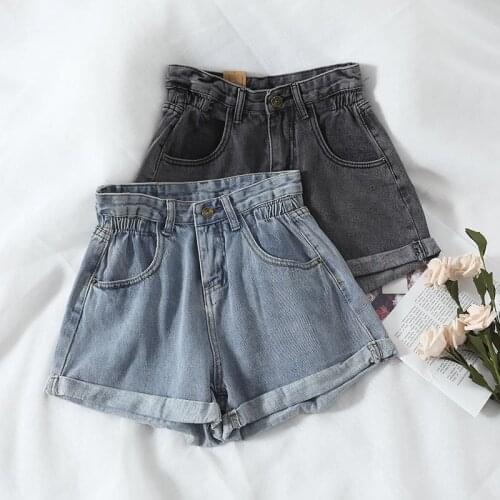 2021 high waist slimming summer new style shorts women fashion elastic waist wide-leg short jeans slimming summer new style