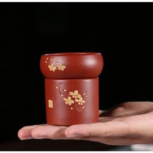 Yixing Purple Clay Tea Strainer Handmade Plum blossom Cha Hai filter Coffee Punch Filter Chinese Tea set Accessories Drinkware