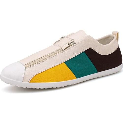 Fashion 2021 Breathable Mens Canvas Shoes Designer Side Zipper Loafers Daily Non-leather All-round Casual Footwear for Male