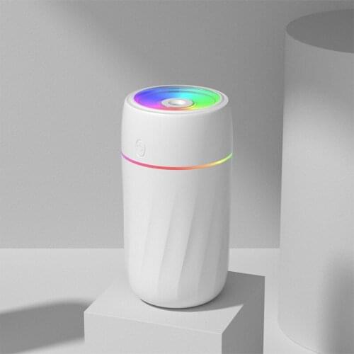2021 New Mini Portable Led Atmosphere Light 300 Ml Usb Silent Desktop Air Humidifier Home Office Car Air Purifier Diffuser