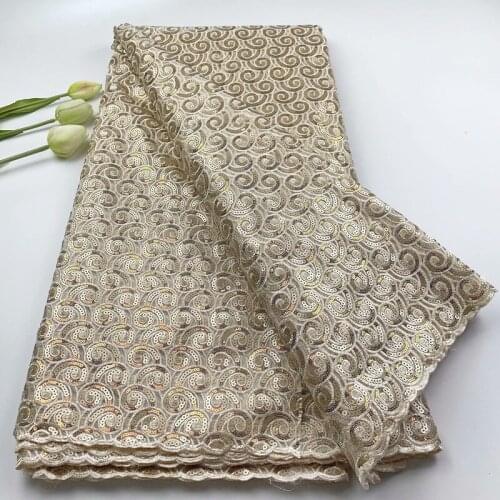 Party Q New African Lace Fabric 2021 Organza Lace Fabric French Cord Sequins Embroidery For Nigerian Party Dres