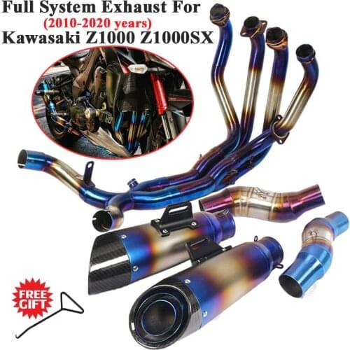 Full System Motorcycle GP Exhaust Escape For Kawasaki Z1000 Z1000SX Modified Slip On Front Middle Link Pipe Carbon Fiber Muffler