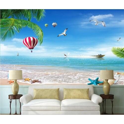 XUE SU Customized large wallpaper mural summer beautiful Maldives beach sea view living room bedroom background wall