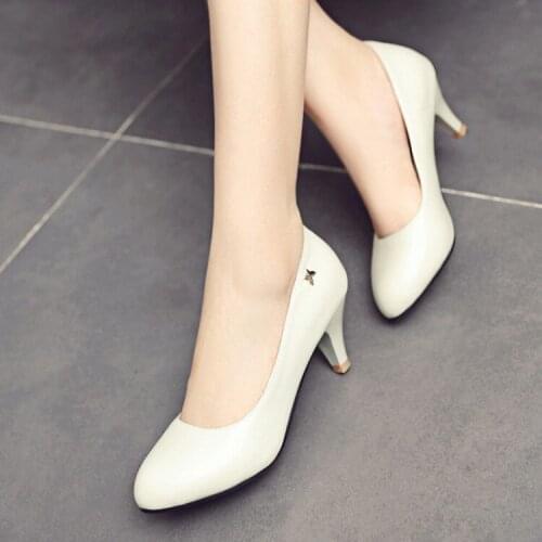 Big Size ladies high heels women shoes woman pumps Shallow round head fashionable single shoes