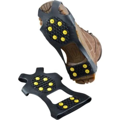 1 Pair 10 Studs Anti-Skid Ice Gripper Spike Winter Climbing Anti-Slip Snow Spikes Grips Cleats Over Shoes Covers