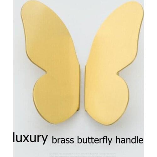 1 Pair Brass Furniture Dresser Cupboard Handles Natural Fresh Light Luxury Gold Butterfly Pulls Wardrobe Cabinet Drawer Knobs