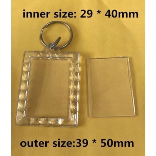 10pcs/lot Rectangular lace Blank Acrylic Keychains Insert Photo plastic Keyrings accessories
