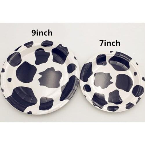 10pcs Farm Cow Theme Disposable 7/9inch Paper Plates Party Tableware