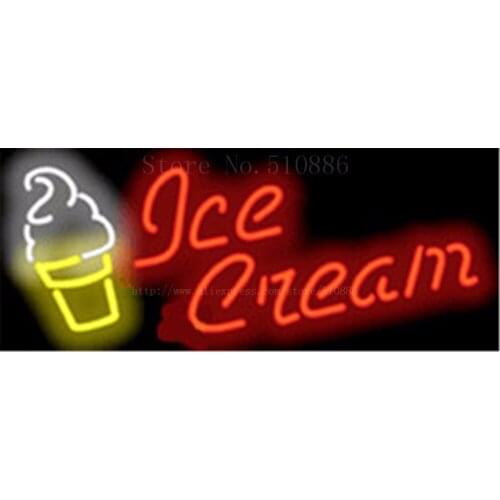17*14" Ice Cream with Soft Serve Cone NEON SIGN REAL GLASS BEER BAR PUB LIGHT SIGNS display Restaurant Shop Advertising Lights
