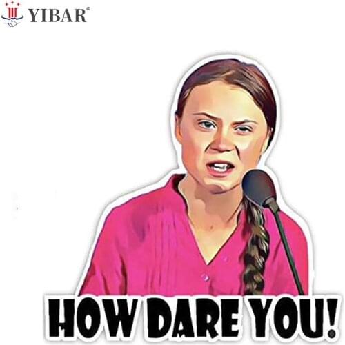 2pcs 8*8cm How Dare You Greta Thunberg Vinyl Decal Sticker Window Truck Car