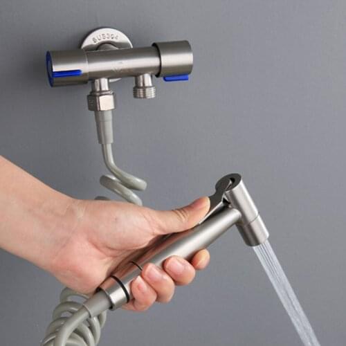 2pcs Stainless Steel Bathroom Sprayer Toilet Heat-resistant Hand Held Shattaf High Pressure Bidet Nozzle