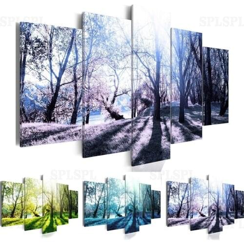 2019 Unframed Art Wall Deco Canvas Painting Forest Landscape 5 Piece Art Cheap Picture Home Decor on Canvas Modern Wall Prints