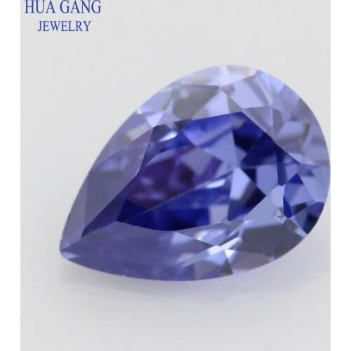 2x3-15x20mm Pear Shape Light Tanzan Blue AAAAA Cubic Zirconia Synthetic Gems CZ Stone For Jewelry