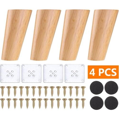 4 Pcs Cone Angled Solid Wood Furniture Legs Inclined Cone Sofa Bed Cabinet Table and Chair Replacement Accessories