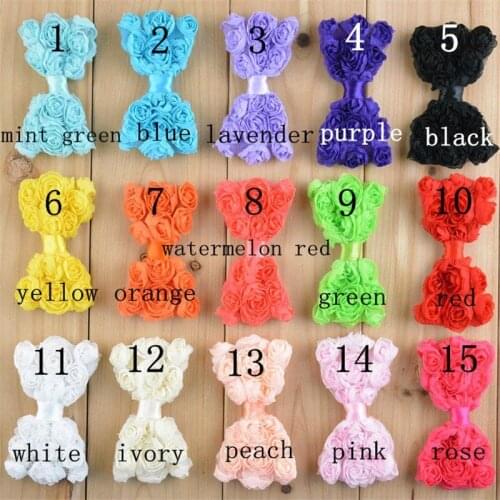 50pcs/lot 15 Color U Pick 3.15" Shabby Chiffon Rose Flower Bow Applique Wedding Decoration DIY Headbands Hair Accessories BOW02