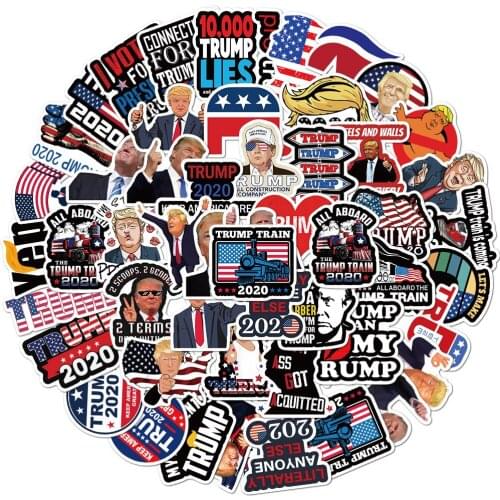 50pcs Trump funny Scrapbooking Stickers Packs Waterproof Skateboard Luggage Motorcycle Guitar Graffiti Kids decals pasters gift