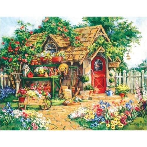 5d Diy Diamond Painting Cross Stitch Gardeners Haven Diamond Embroidery Flowers Cabins Full Diamond Mosaic Needlework Gifts