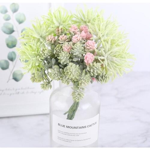 6pcs Mini Artificial Succulent Plant DIY Handmade Faux Flowers Christmas Decoration Grass Scrapbooking Fake Flowers Wreath Cheap