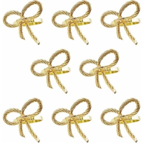 8 pcs/lot golden napkin ring butterfly bow tie napkin buckle hotel restaurant