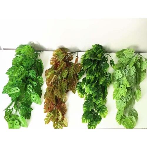 80cm Artificial Green Plant Turtle Leaves Wall Hanging Rattan Palm Leaf Flower Maple Leaf Wedding Garden Balcony Home Decoration