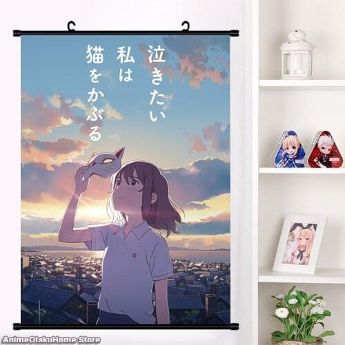 Anime Nakitai watashi wa neko wo kaburu Sasaki Miyo Wall Scroll Poster Wall Hanging Poster Home Decor Collection