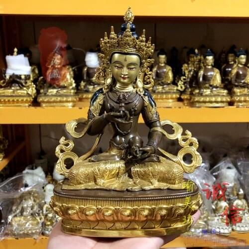 21CM large # 5A GOOD buddha HOME Temple India Nepal Tibet Buddhism gold gilding Vajrasattva Vajra mahasattva Buddha brass statue