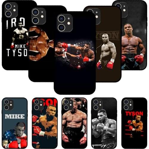 For iPhone 11 12 8 Plus Mini Pro X XR XS Max 4 5 7 6 6S 8 SE Phone Case Black Cover Back Fashion Funda Trend Mike Tyson Boxer