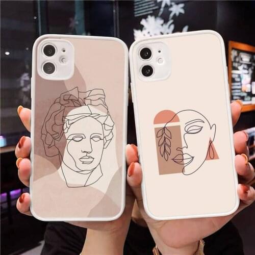 Art Retro Abstract face Geometry Phone Case Matte Transparent for iPhone 7 8 11 12 s mini pro X XS XR MAX Plus cover funda