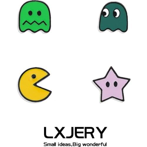 LXJERY Cartoon Enamel Pacman Pin Badge On Backpack Cute Brooch Pins For Clothes Broche For Women Girls Gift