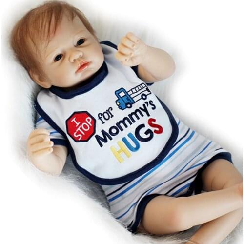 22" Lovely reborn baby boy girl dolls toys magnetic mouth pacifier, cloth body silicone alive babies dolls kids bebe gift reborn